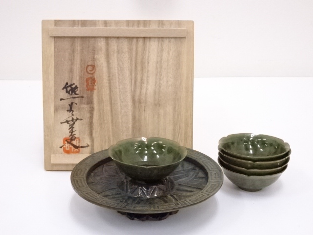 『熊谷無造』建水　こぼし　上野焼　茶道具　逸品　共箱共布栞略歴　名工　茶こぼし 熊谷無造』建水 こぼし 上野焼 茶道具 逸品 共箱共布栞略歴 名工